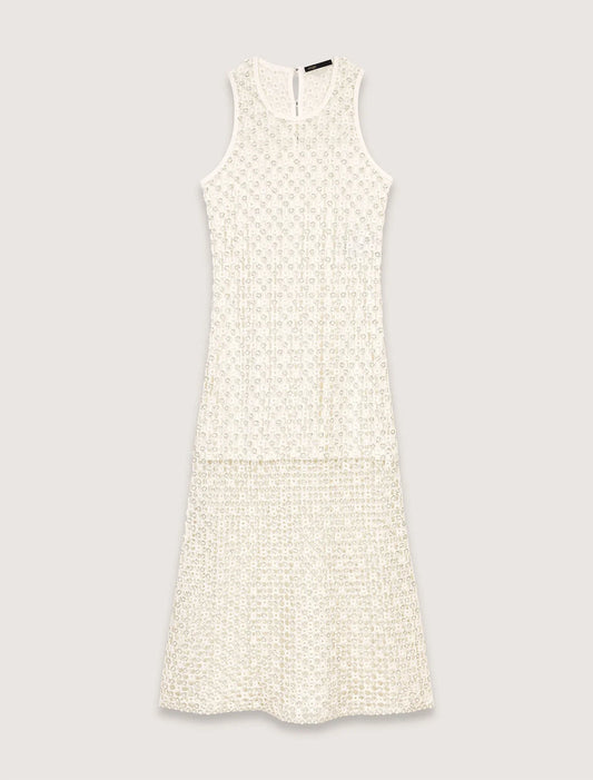 White-Crochet-Knit Maxi Dress