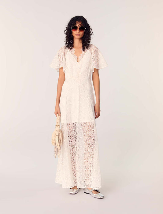 White-featured-Floral Guipure Maxi Dress