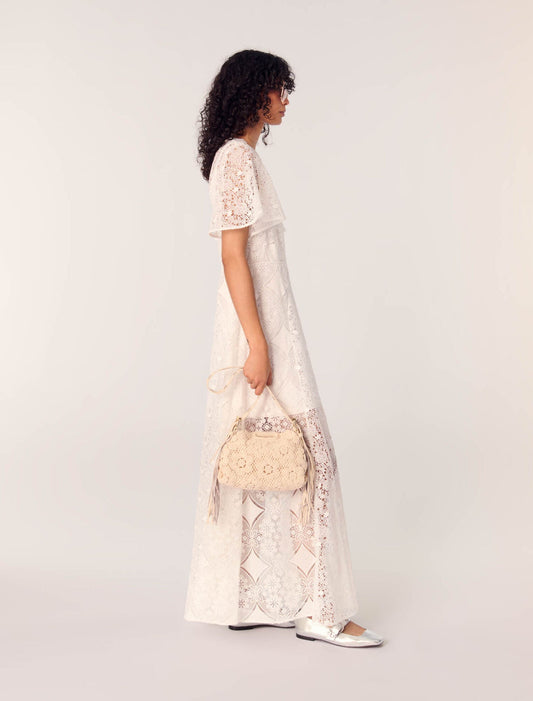 White-Floral Guipure Maxi Dress