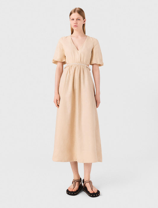 Beige-featured-Linen maxi dress