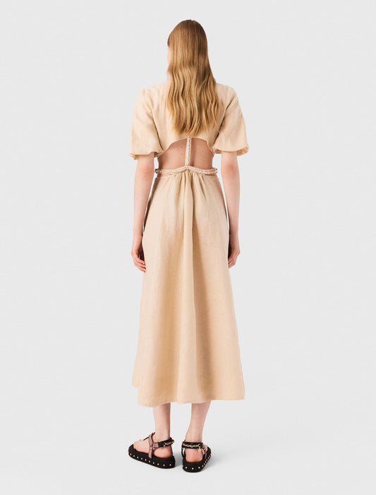 Beige-Linen maxi dress