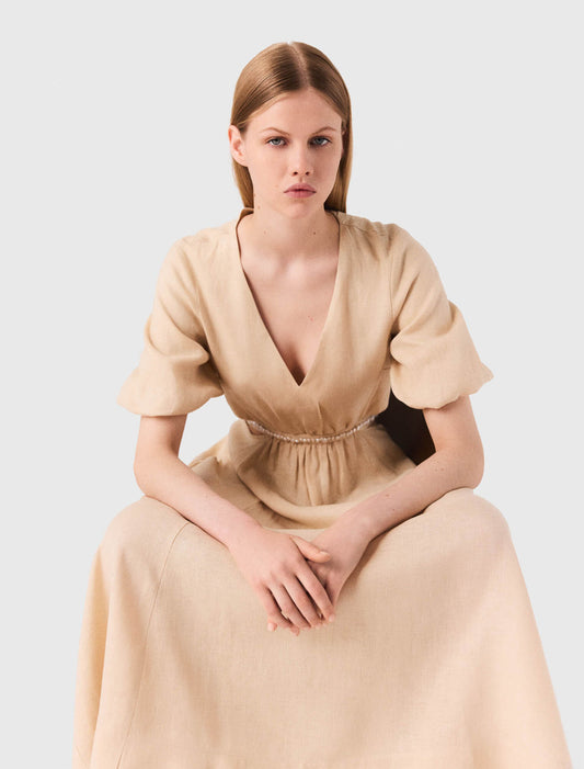 Beige-Linen maxi dress