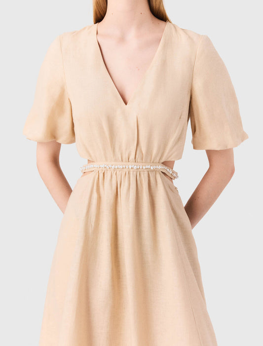 Beige-Linen maxi dress