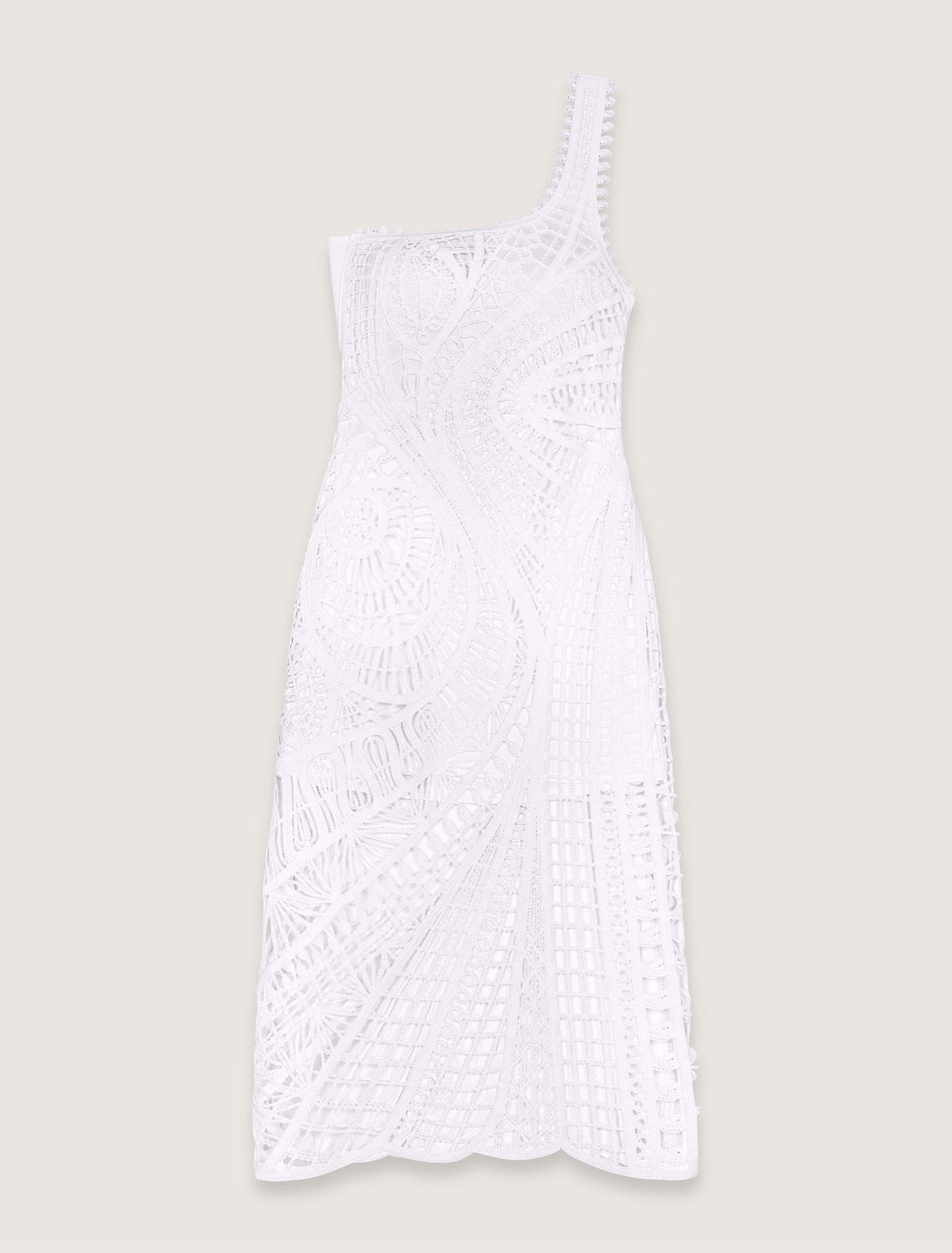 White-Asymmetrical crochet maxi dress