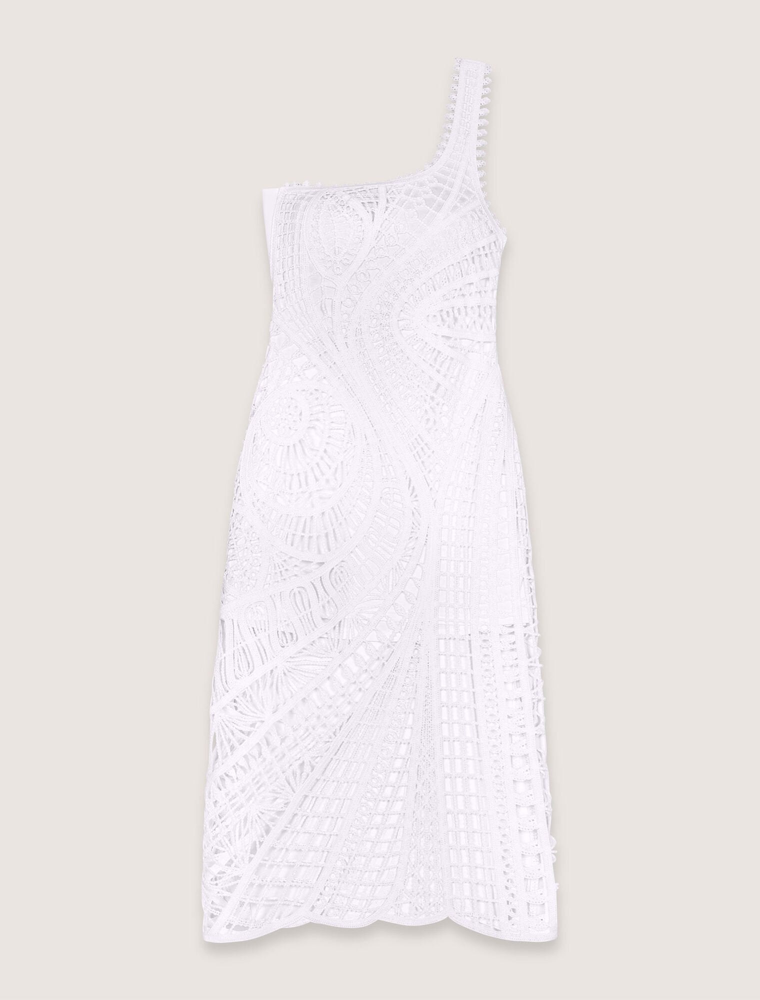 White-Asymmetrical crochet maxi dress