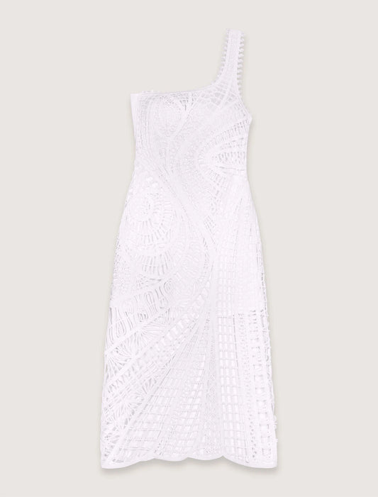 White-Asymmetrical crochet maxi dress