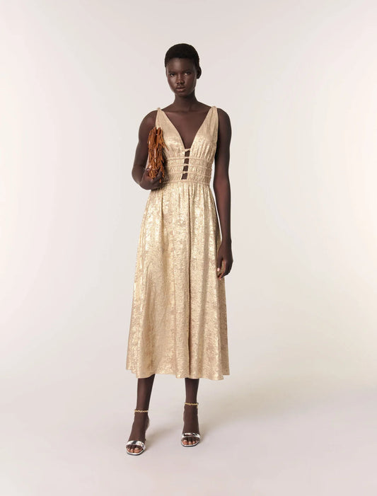 Gold-featured-Metallic maxi dress