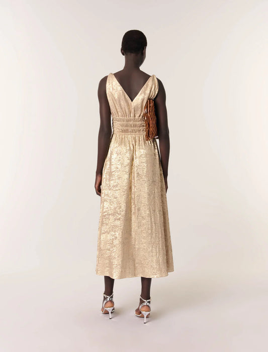 Gold-Metallic maxi dress