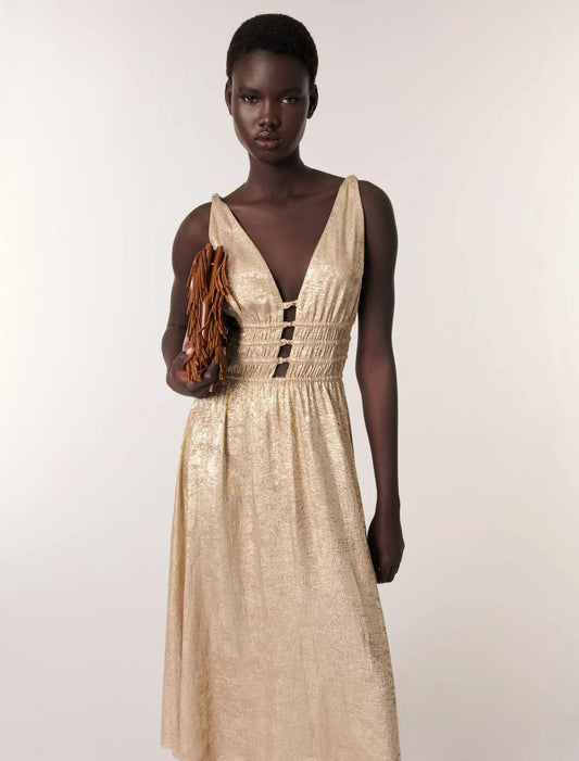 Gold-Metallic maxi dress