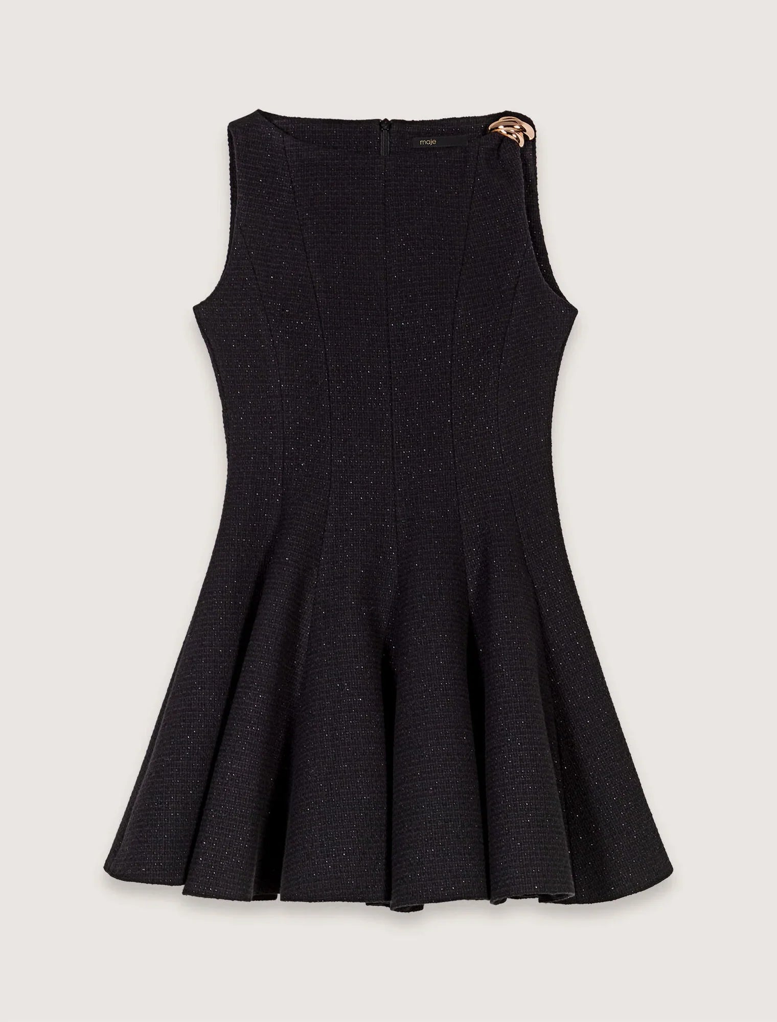 Black-Short Flared Tweed Dress