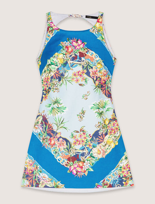 Multicolor floral print-Patterned shift dress
