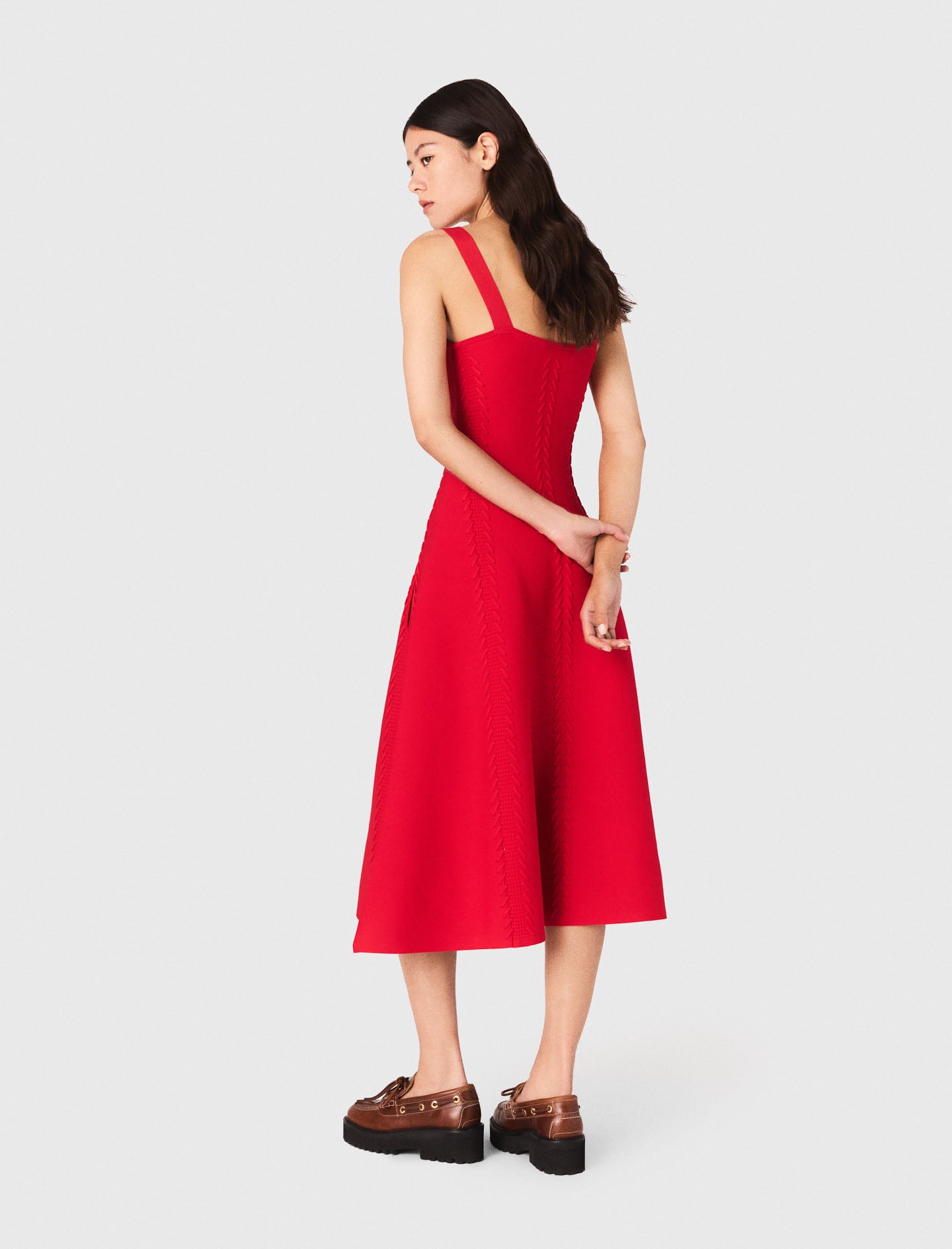 Long babydoll knit dress Red