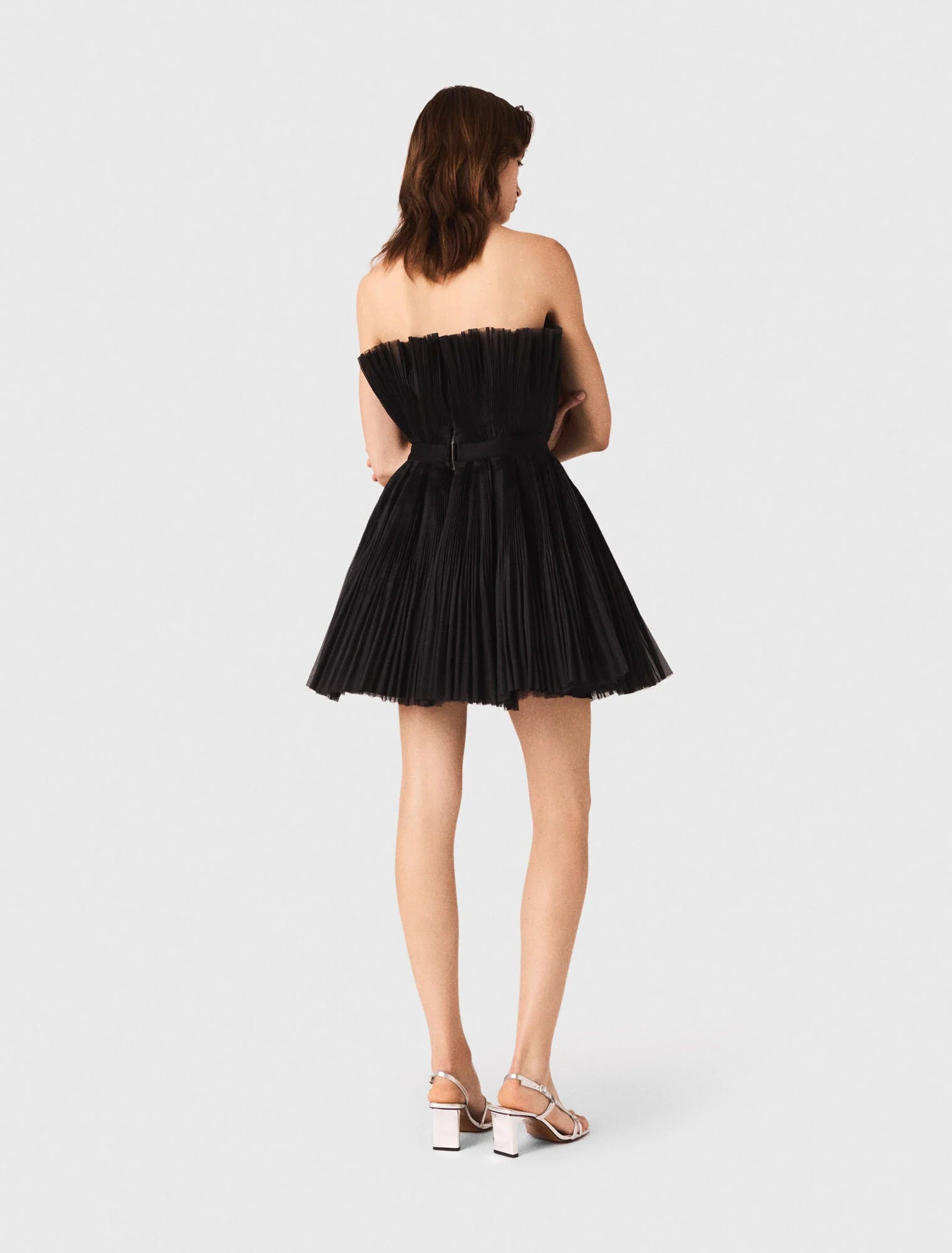 Tulle and organza bustier dress Black