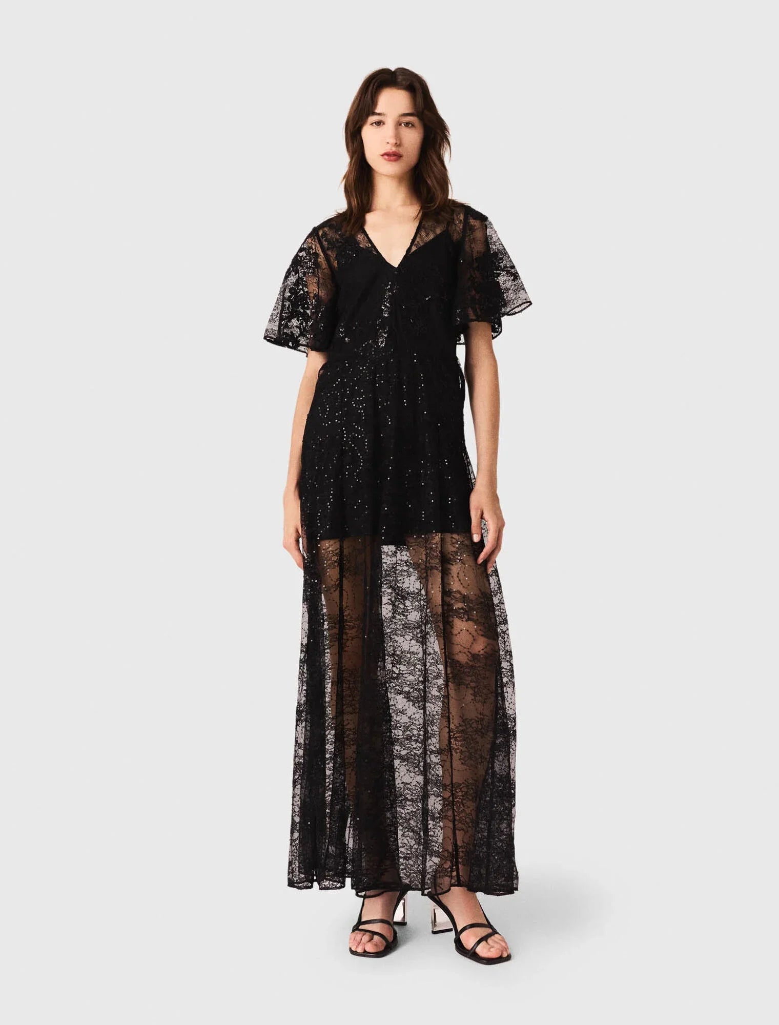 Lace maxi dress Black