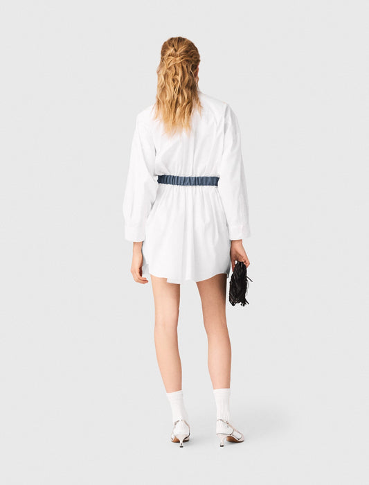 Shirt Dress With Contrast Belt WHITE