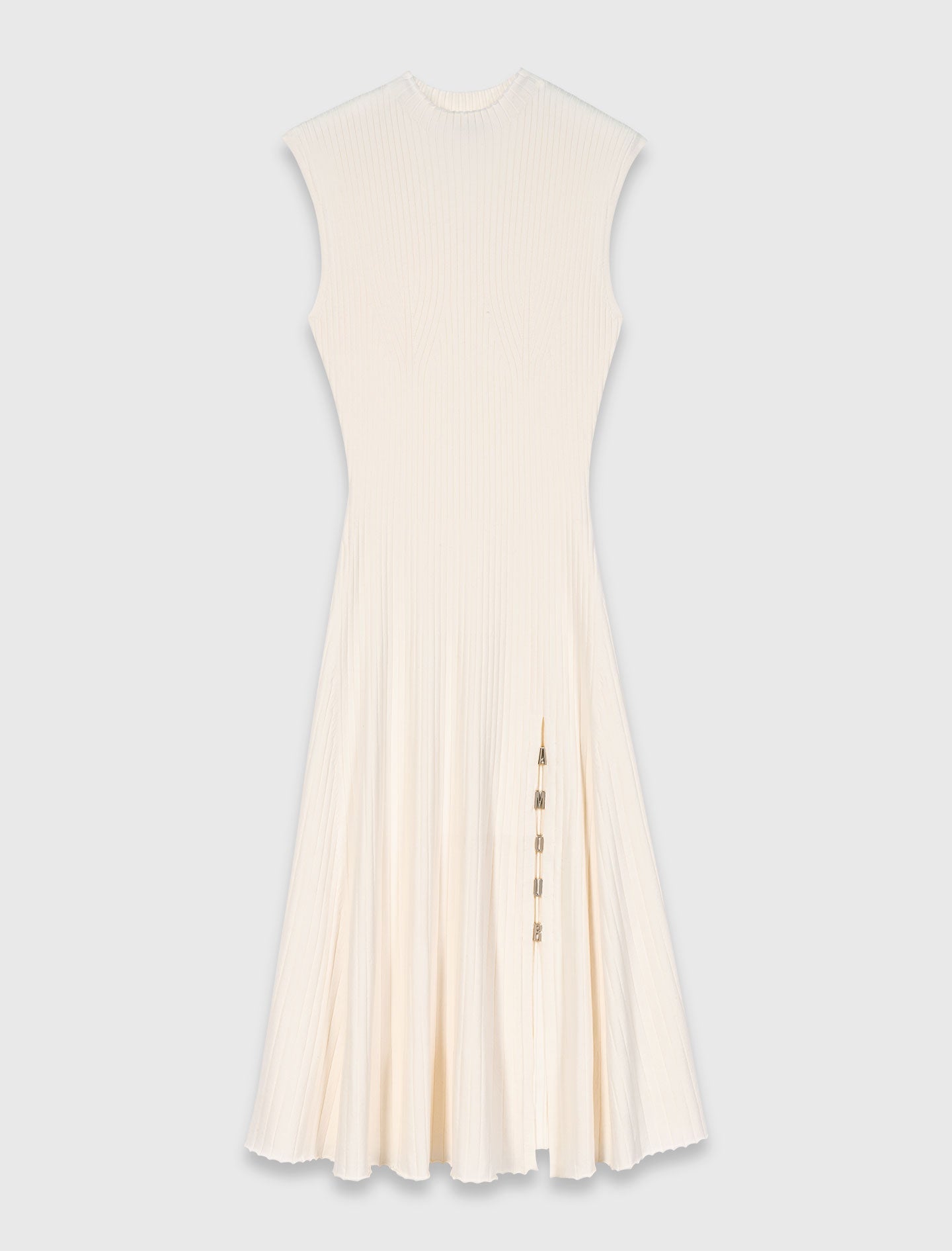 Ribbed Dress With Side Slit Ecru