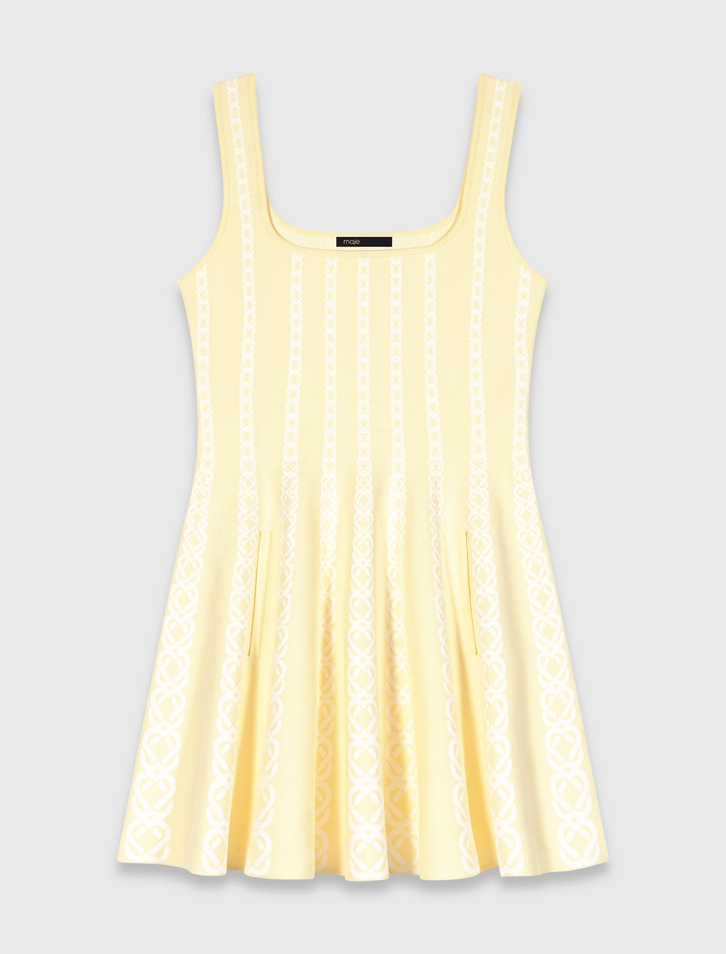 Jacquard Knit Short Dress Pale Yellow