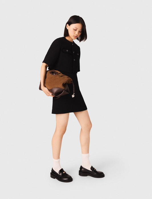 2-In-1 Shiny Tweed Dress Black