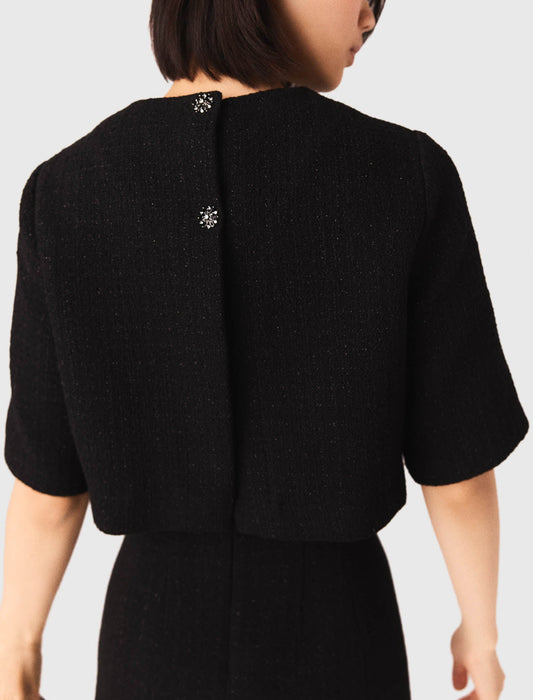 2-In-1 Shiny Tweed Dress Black