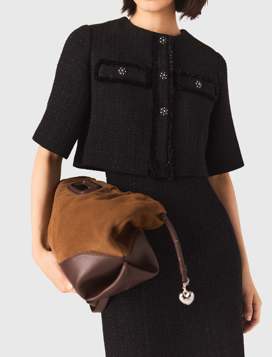 2-In-1 Shiny Tweed Dress Black