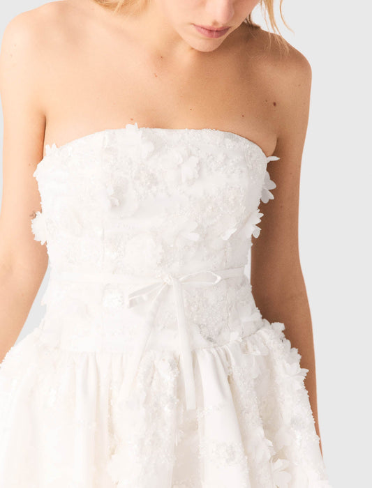 Short Embroidered Bustier Dress White