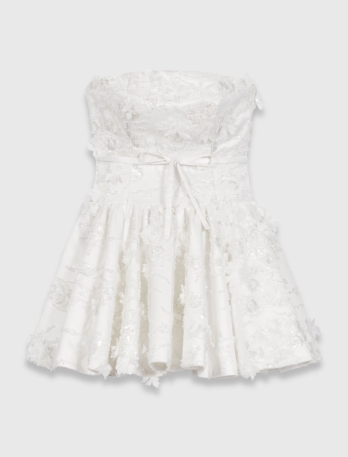 Short Embroidered Bustier Dress White