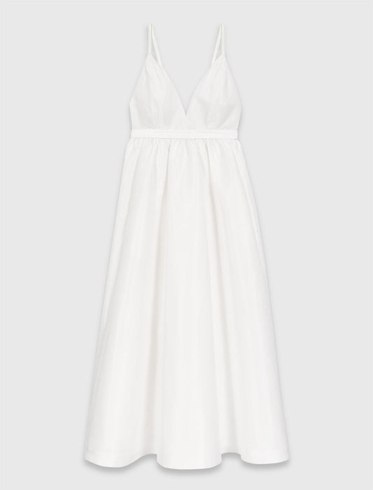 Jewelled Taffeta Maxi Dress White