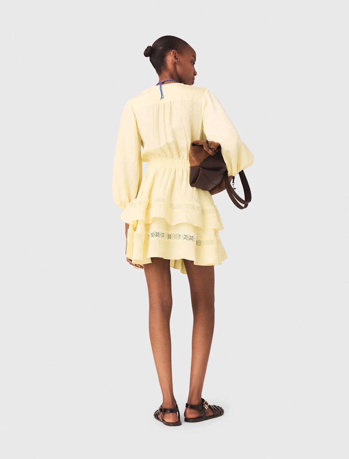 Yellow Ruffle Terry Short Set Short Ruffled Dress Pale Yellow