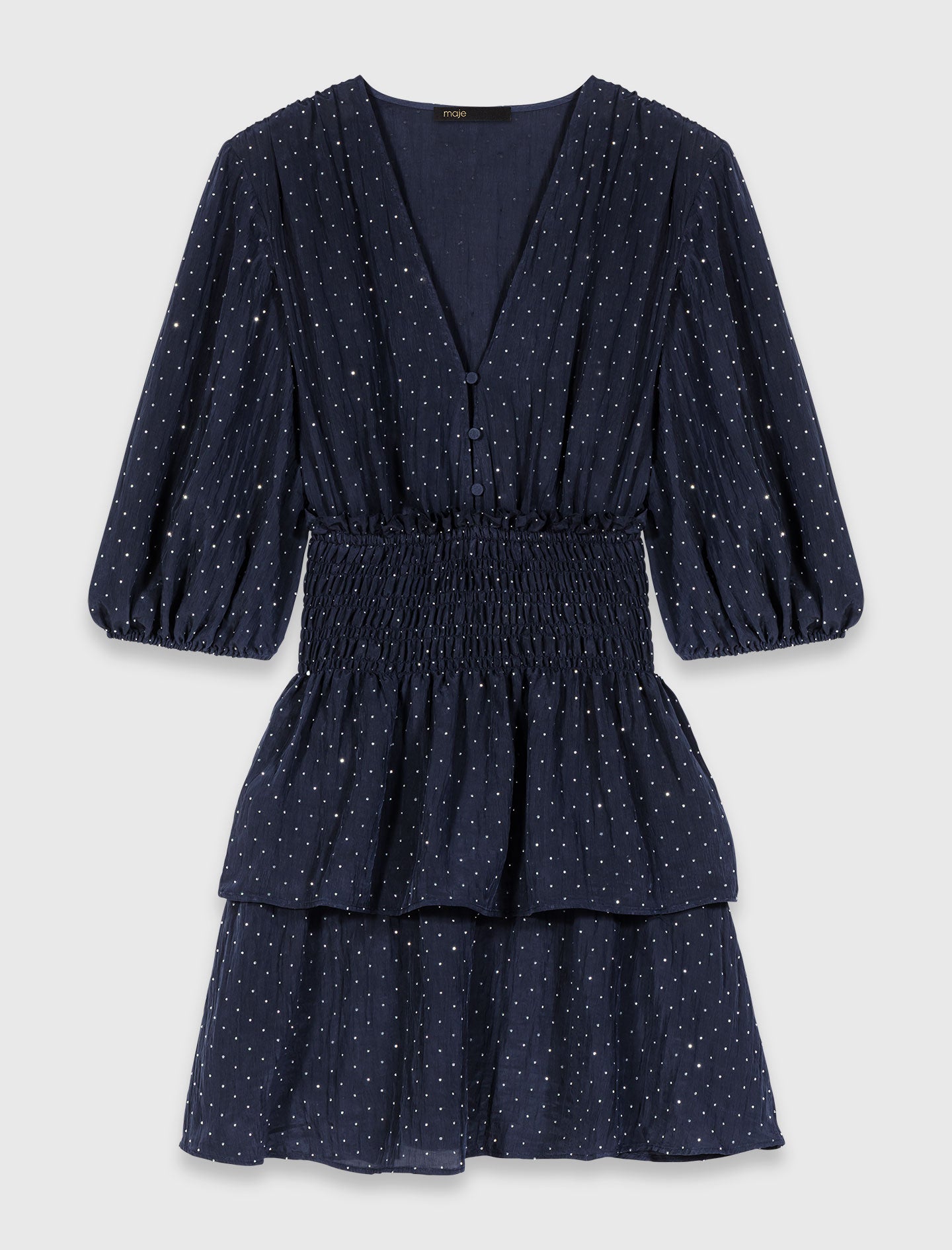 فستان قصير مزين بأحجار الراين