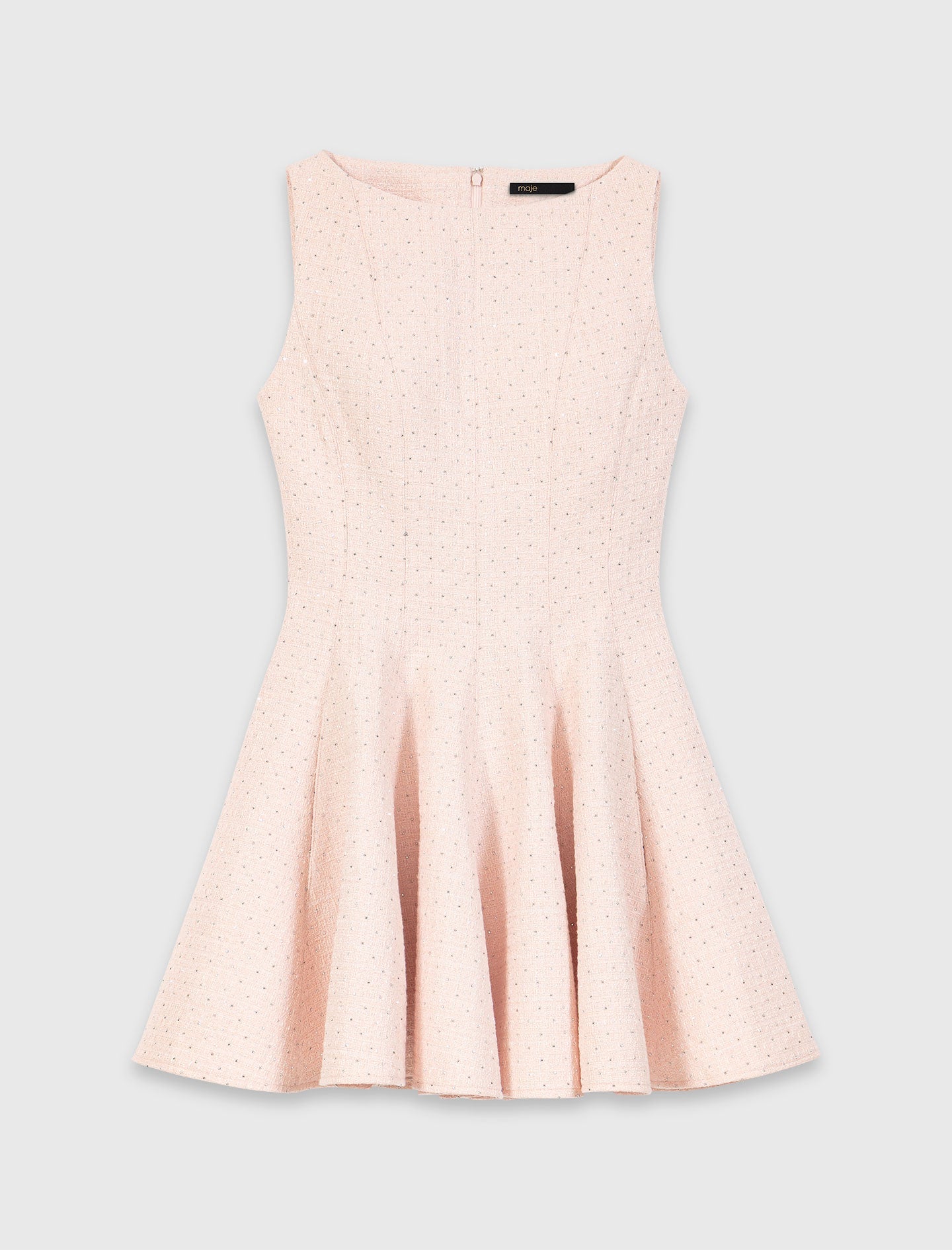 Short Flared Tweed Dress Pink