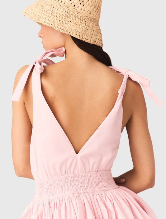 Short Flared Cotton Dress Pink