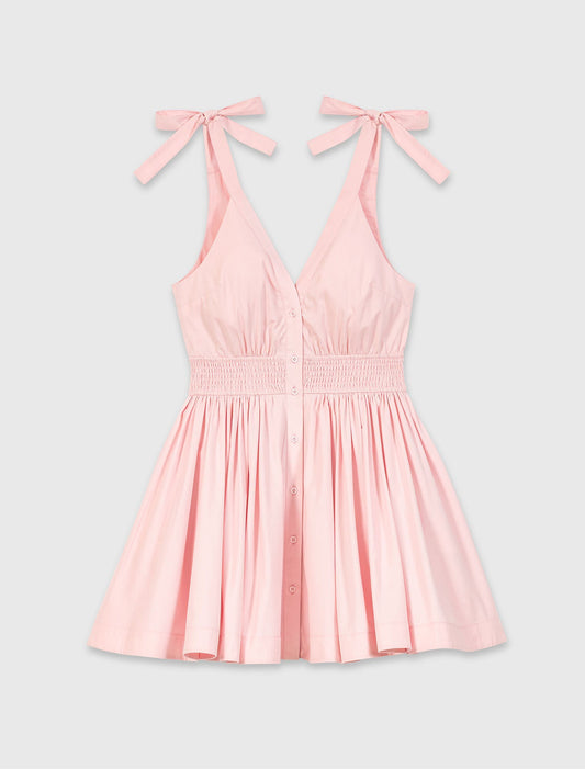 Short Flared Cotton Dress Pink