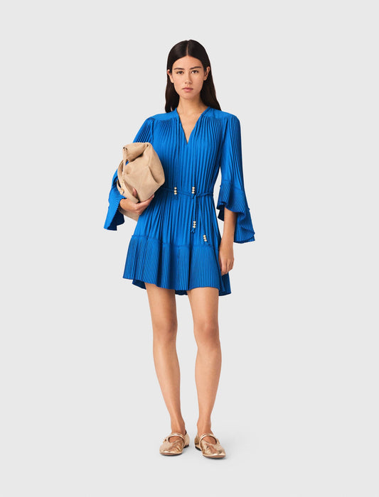 Short Pleated Dress Blue
