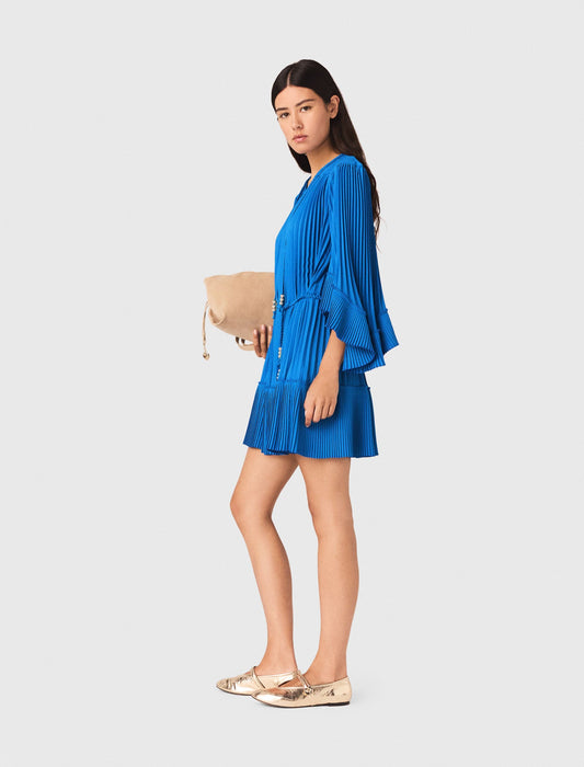Short Pleated Dress Blue