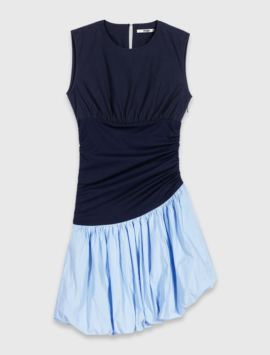 Jersey and cotton mix dress Blue