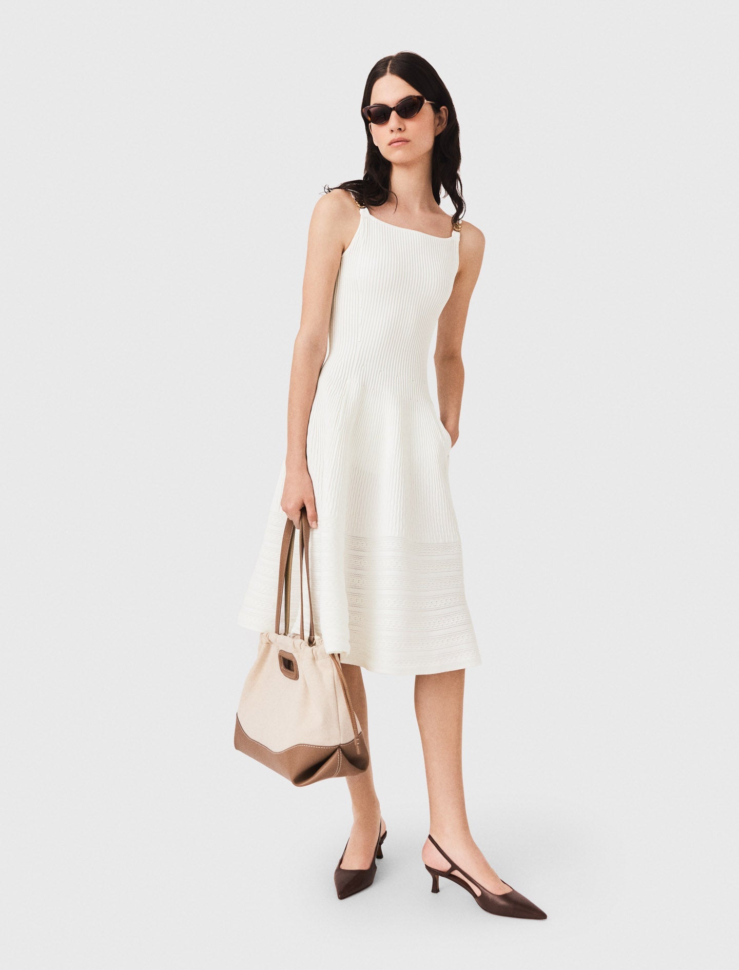 Knit maxi dress White