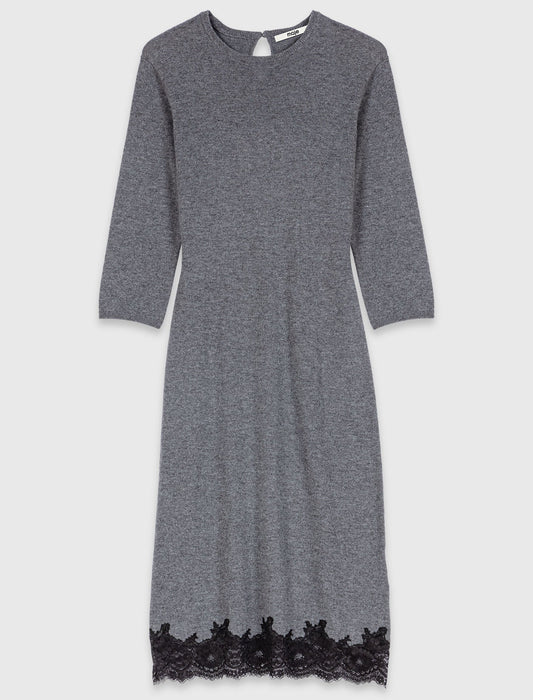 Dress with lace panel Grey/Black