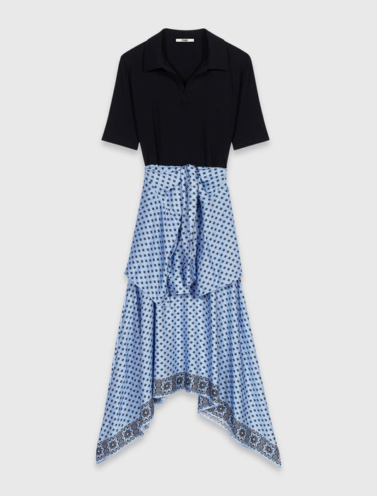Layered-effect scarf skirt dress Light Blue Loungewear