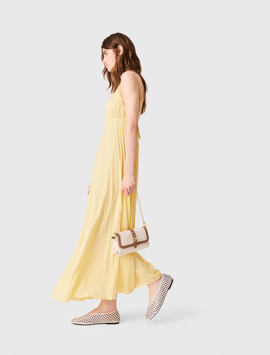 Pleated maxi dress Pale Yellow