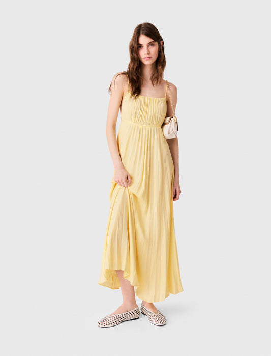 Pleated maxi dress Pale Yellow