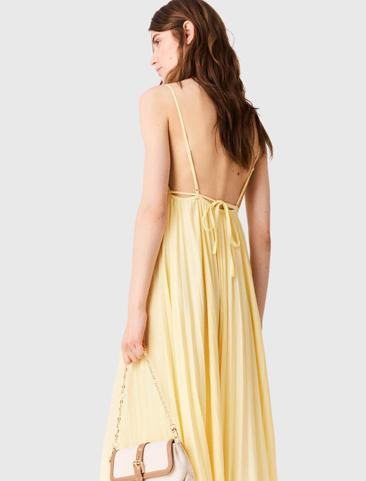 Pleated maxi dress Pale Yellow