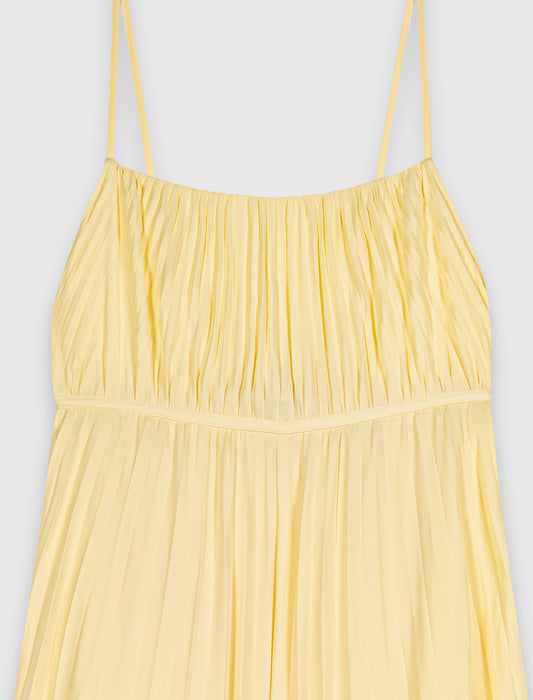 Pleated maxi dress Pale Yellow