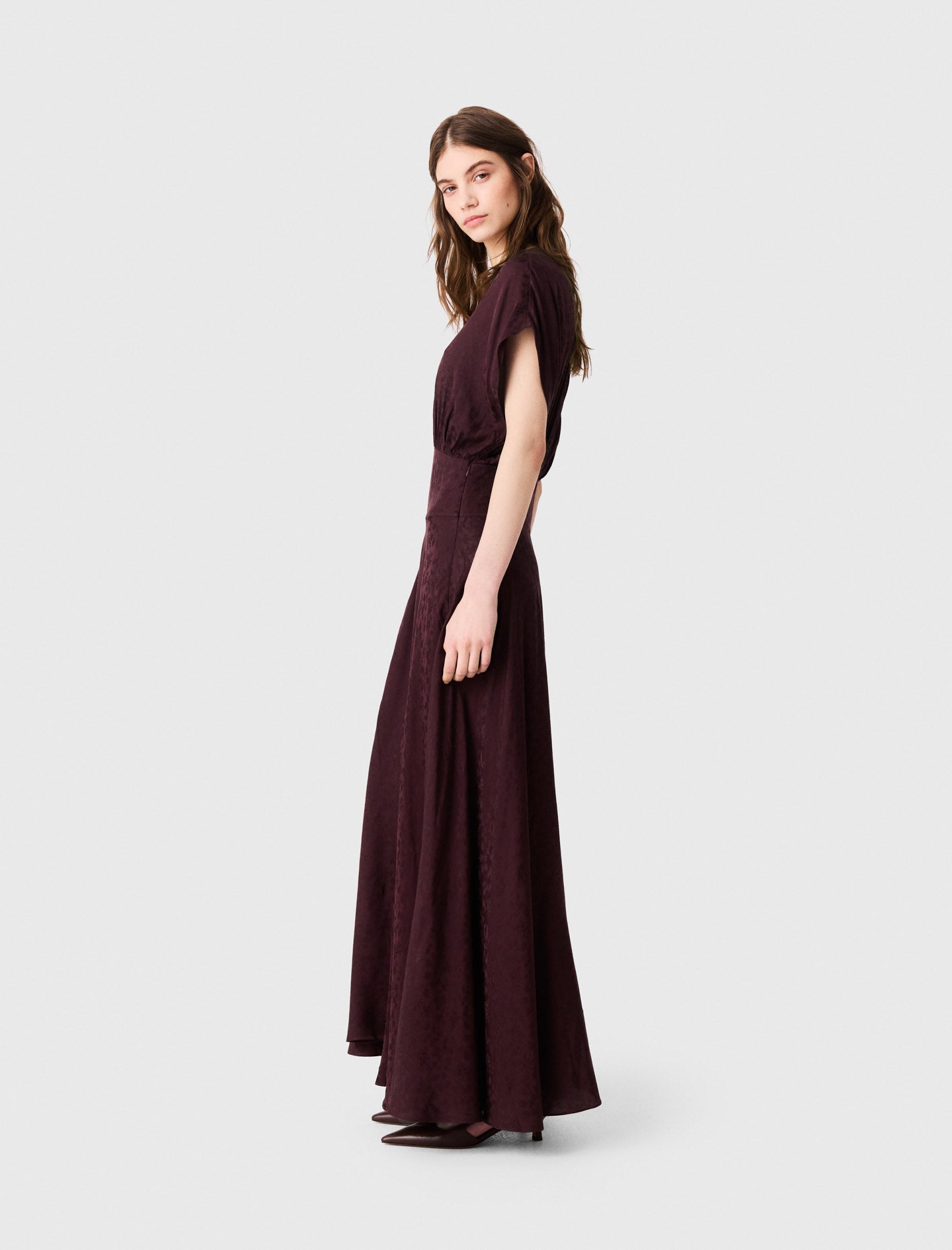 Jacquard print maxi dress Burgundy