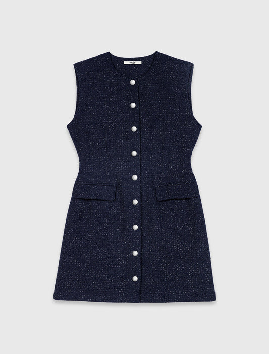 Short lurex tweed dress Navy
