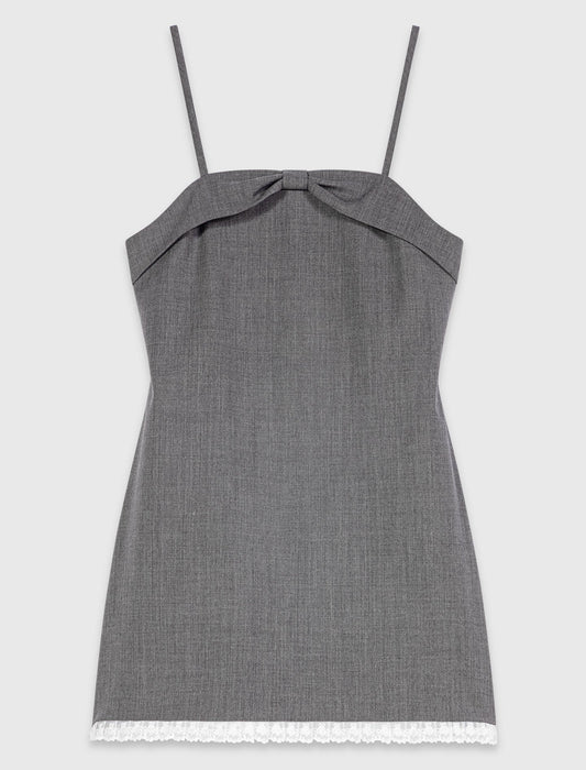 Short tailored dress with lace Grey