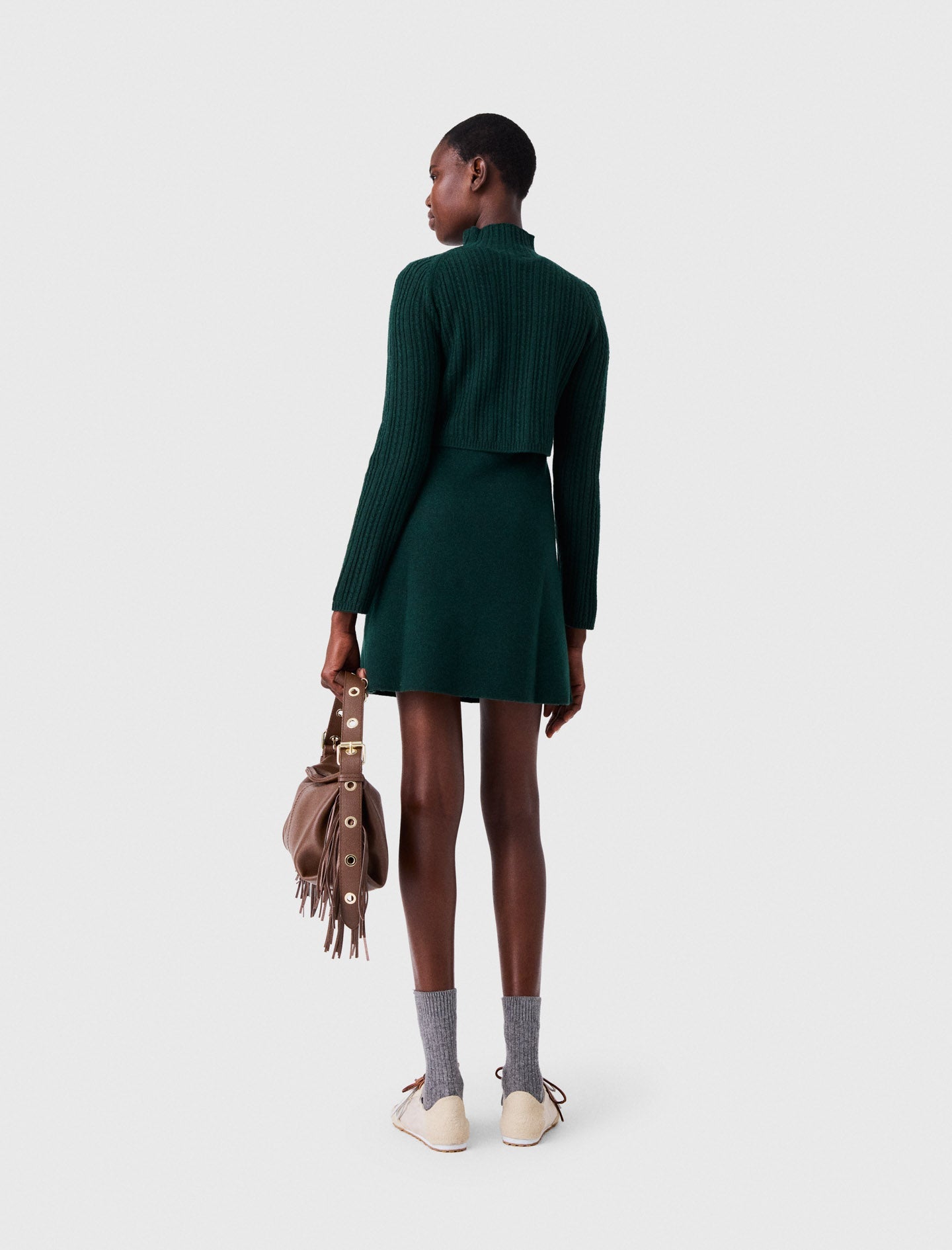 Knit dress with removable sweater Bottle Green