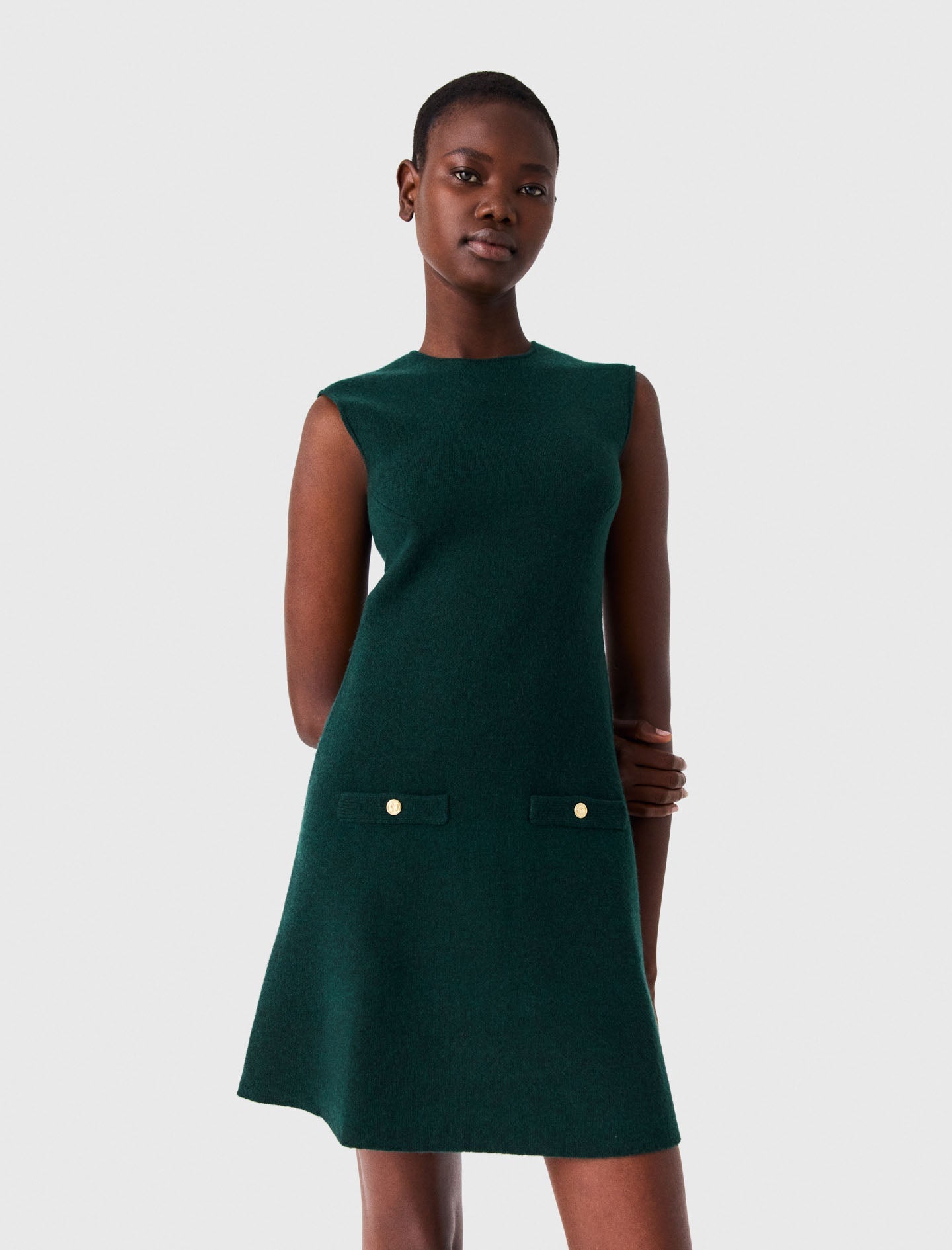 Knit dress with removable sweater Bottle Green