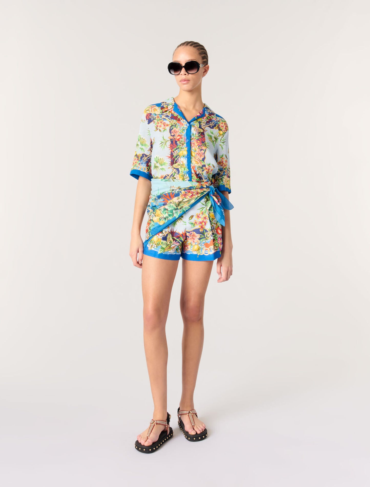 Multicolor floral print-featured-Patterned shorts