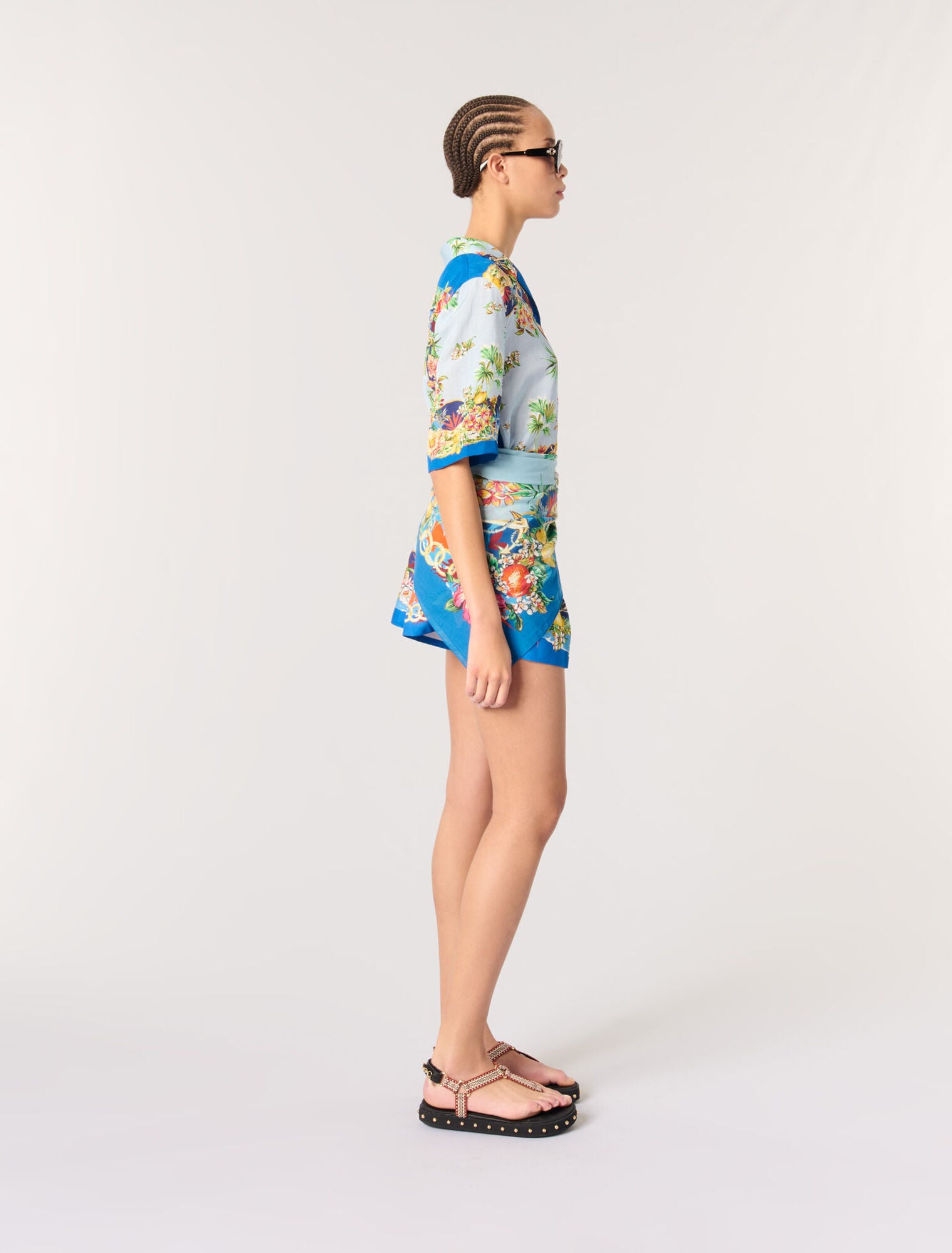 Multicolor floral print-Patterned shorts