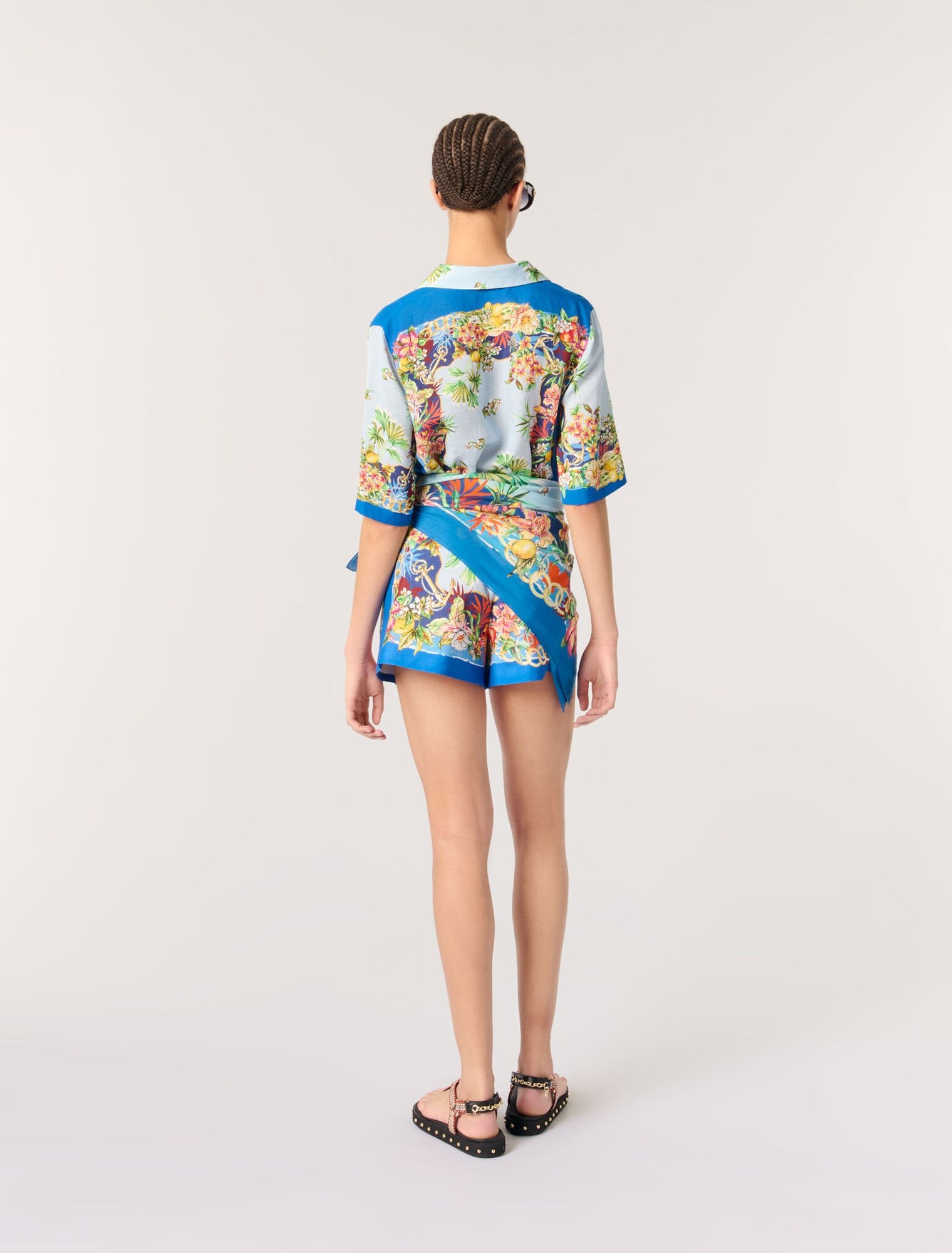 Multicolor floral print-Patterned shorts